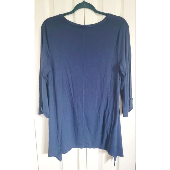 Chico's Zenergy 1 Navy Blue 3/4 Sleeve Sweatshirt Athleisure Medium Angle Top - Picture 2 of 7